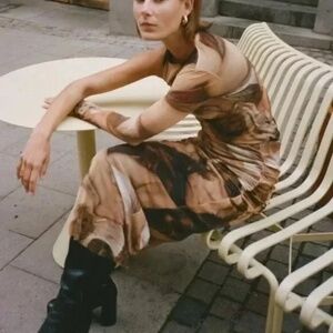 ZARA Lambert Sustris "Venus And Love" Painting Printed Midi Tulle Skirt L